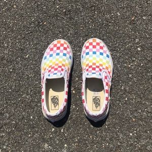 ‼️Rainbow Checkerboard Slip-On Vans ‼️